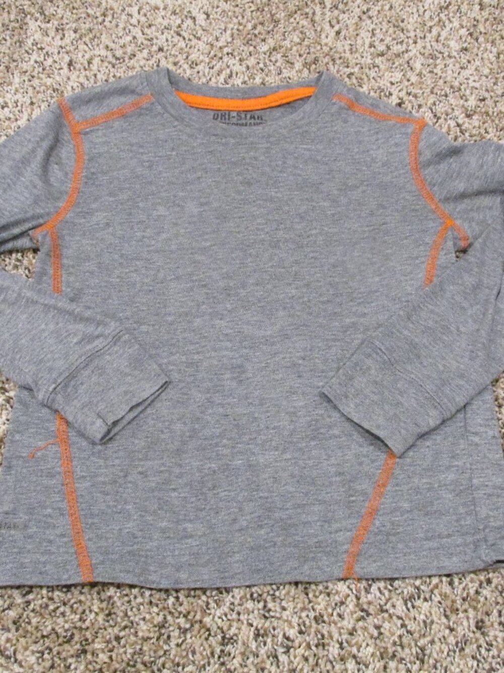 Dri Star Performace Pullover T Shirt Toddler Size XS Gray Long Sleeve Crew Tee
